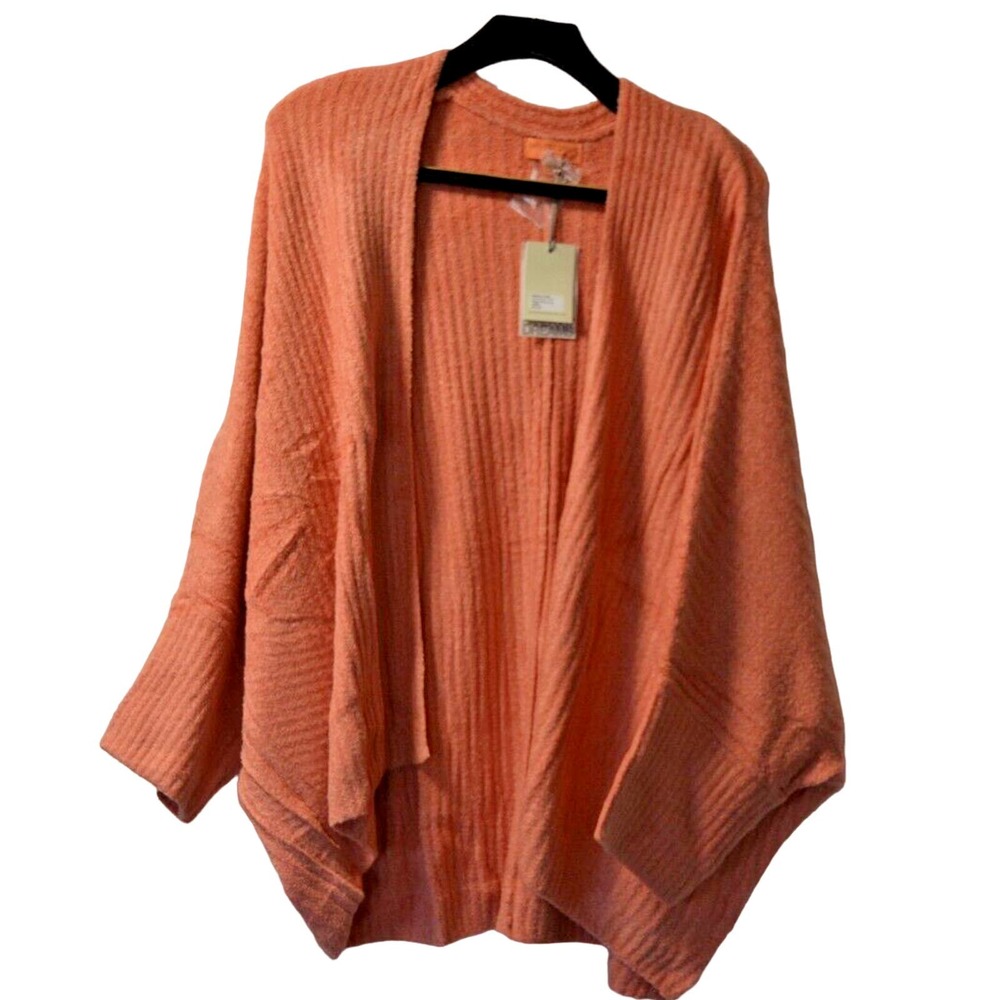 Barefoot Dreams Cozy Chic Lite Ribbed Shrug Cardigan Coral 3X